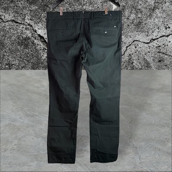 J. Lindeberg Men's 38x34 Black 100% Cotton Straight Leg Pants White Stitching - Picture 2 of 8